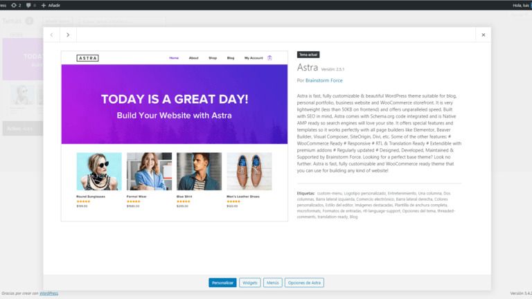 Curso WordPress, Astra y Elementor