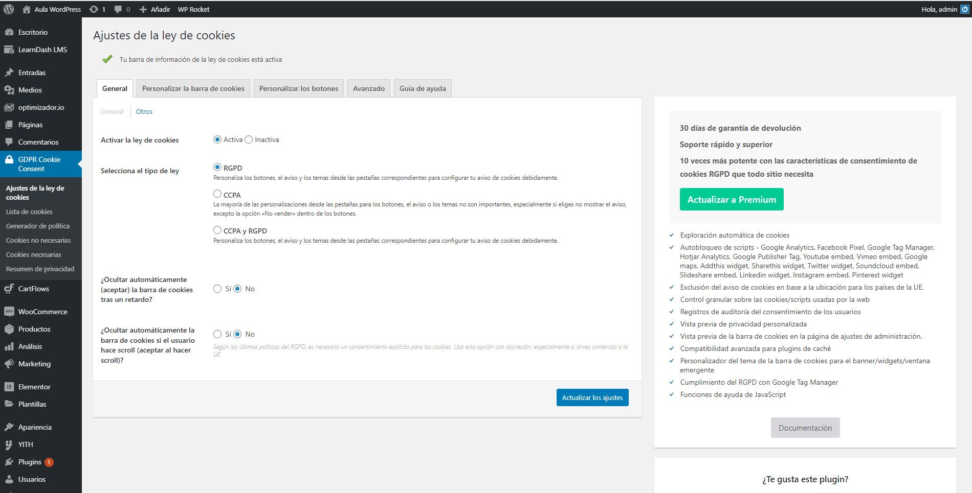 Protección de datos curso WordPres